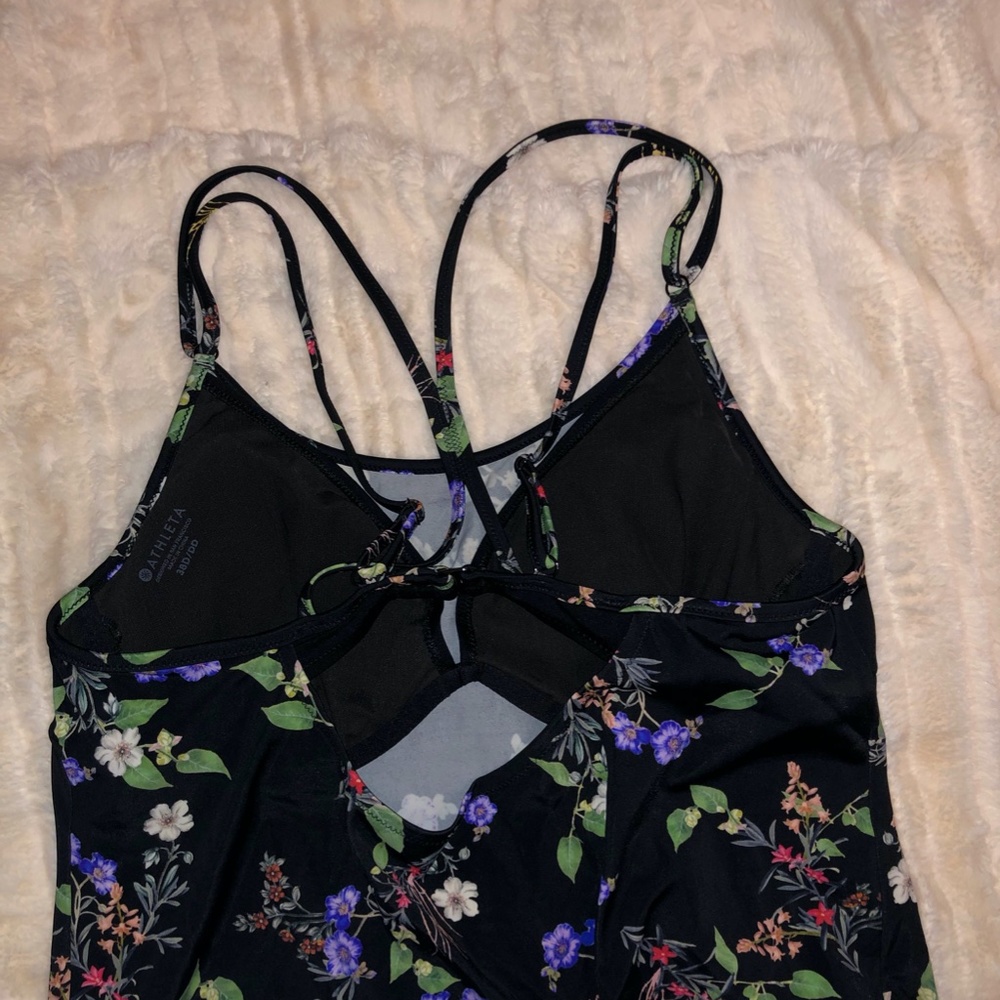 Women's Athleta black floral strappy swim Tankini, bra size 38D/DD - Picture 4 of 9